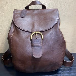 Vintage Coach brown leather backpack purse